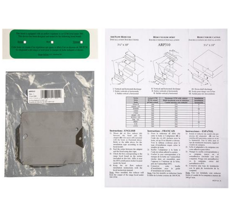 Broan Air Flow Reducer 3-1/4" x 10" (sold in a pack of 5) - ARP310